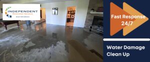 water damage covering a basement living room floor - water damage - home flood - water emergency- flooding - Independent Restoration Services - Middle Tennessee